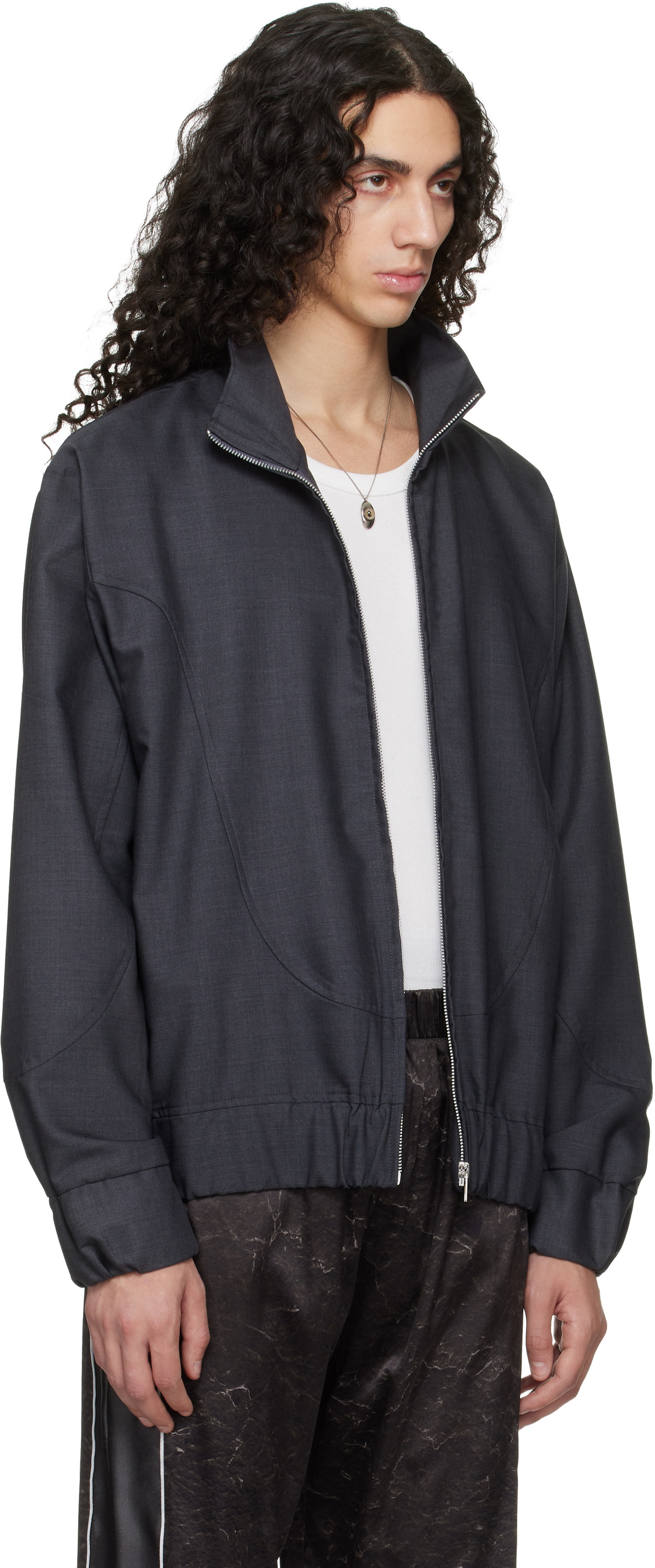 Serapis Gray Wool Track Jacket