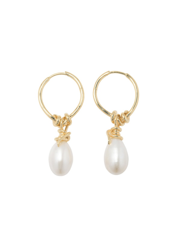 Photo: Completedworks Pearl and 18kt Gold Vermeil Hoop Earrings - One Size