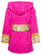 Accappatoio Corto Con Motivo Barocco In Spugna Di Cotone Nero Versace Home