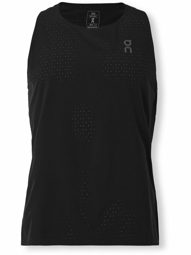 Photo: ON - Race Logo-Print Perforated Stretch-Jersey Tank Top - Black