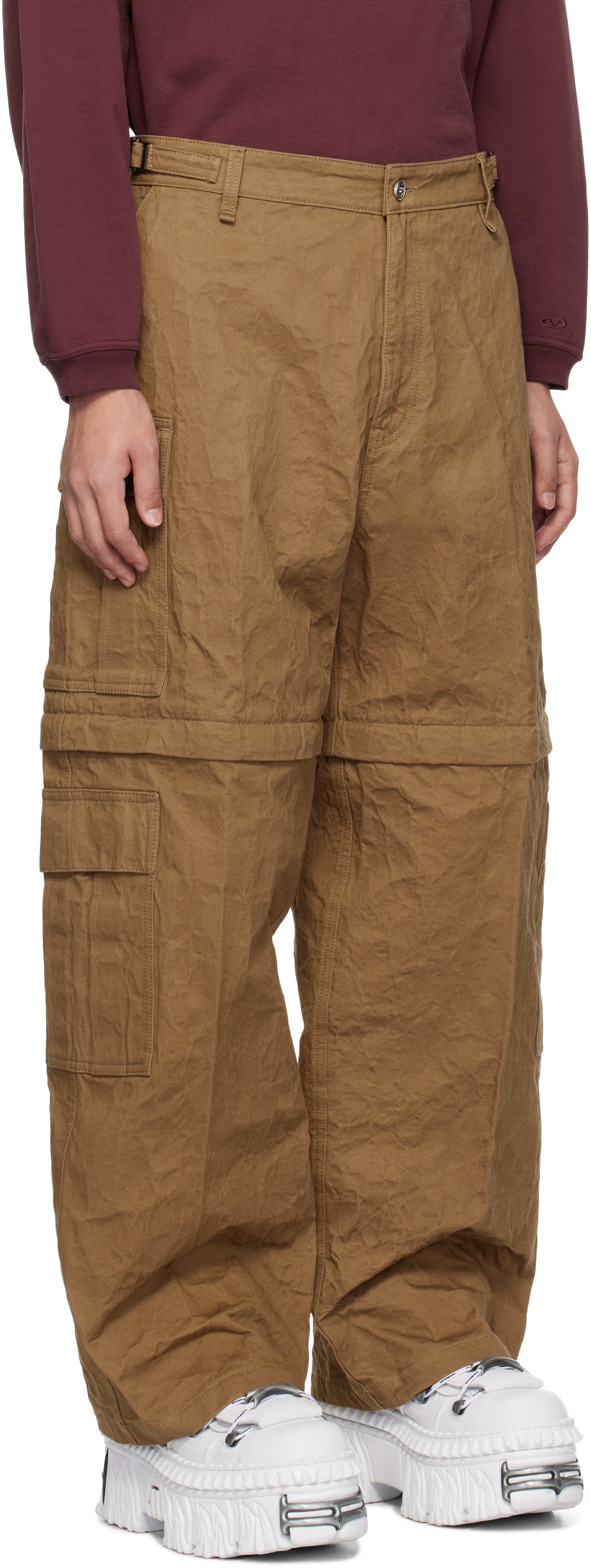 VETEMENTS Beige Metalized Wrinkled Cargo Pants