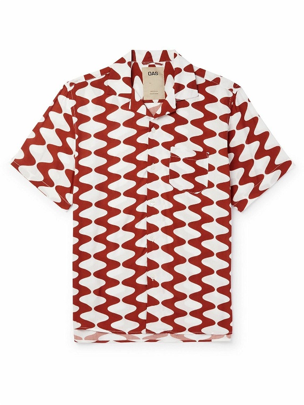 Photo: OAS - Big Lauda Camp-Collar Printed Satin Shirt - Red