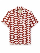 OAS - Big Lauda Camp-Collar Printed Satin Shirt - Red
