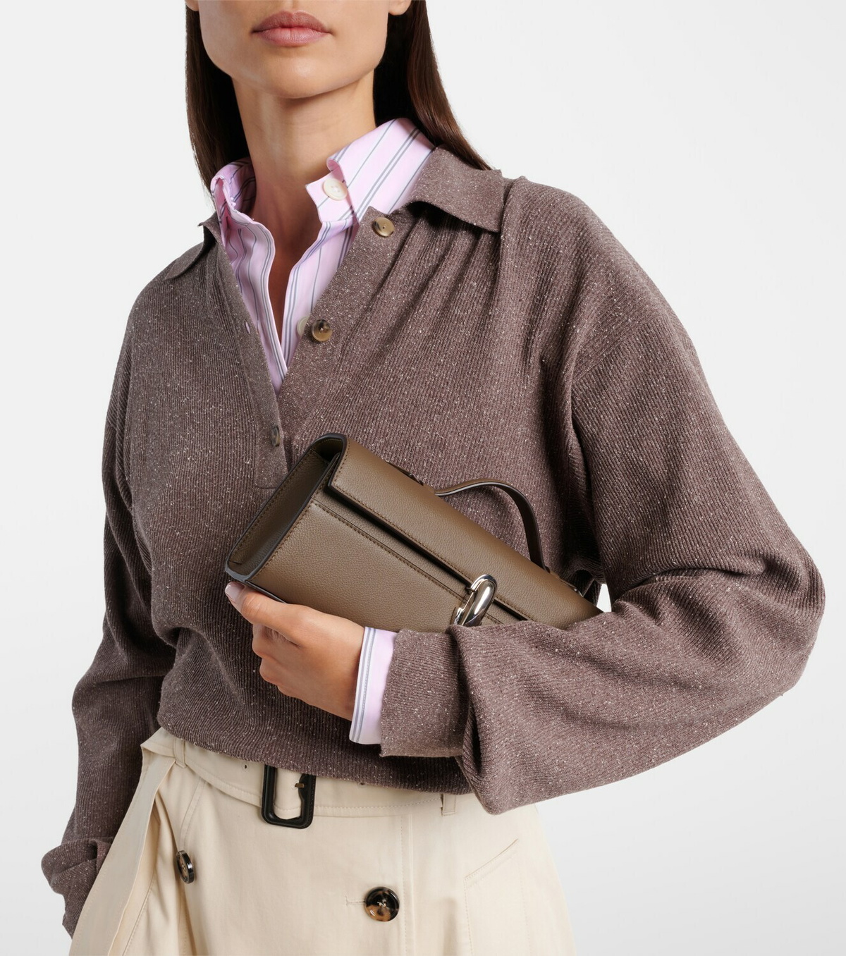 Savette Symmetry Slim Medium leather top-handle bag