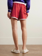 BODE - Wide-Leg Logo-Embroidered Two-Tone Satin Shorts - Red