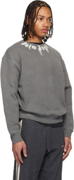 Palm Angels Gray Neck Logo Regular Crewneck Sweatshirt