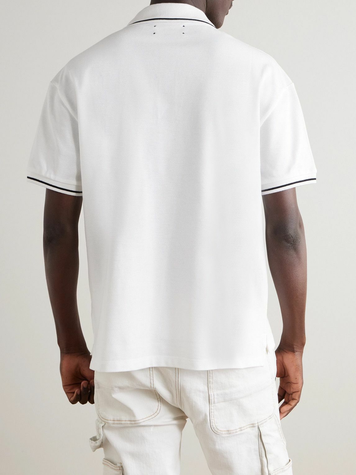 AMIRI - Logo-Embroidered Cotton-Piqué Polo Shirt - White