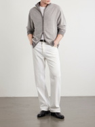 N.PEAL - Birdseye Textured Organic Cashmere Zip-Up Cardigan - Gray