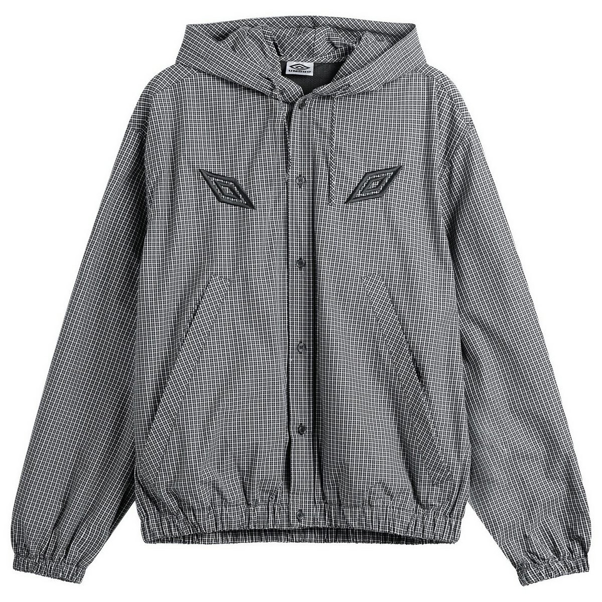Umbro by Slam Jam Men's Gingham Masked Hooded Shirt Jacket in Coffee Brown/White/Black