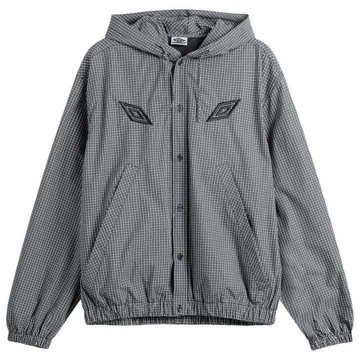 Photo: Umbro by Slam Jam Men's Gingham Masked Hooded Shirt Jacket in Coffee Brown/White/Black