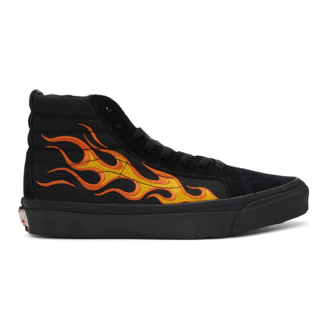 Photo: Vans Black and Orange WTAPS Edition Flame OG Sk8-Hi LX Sneakers