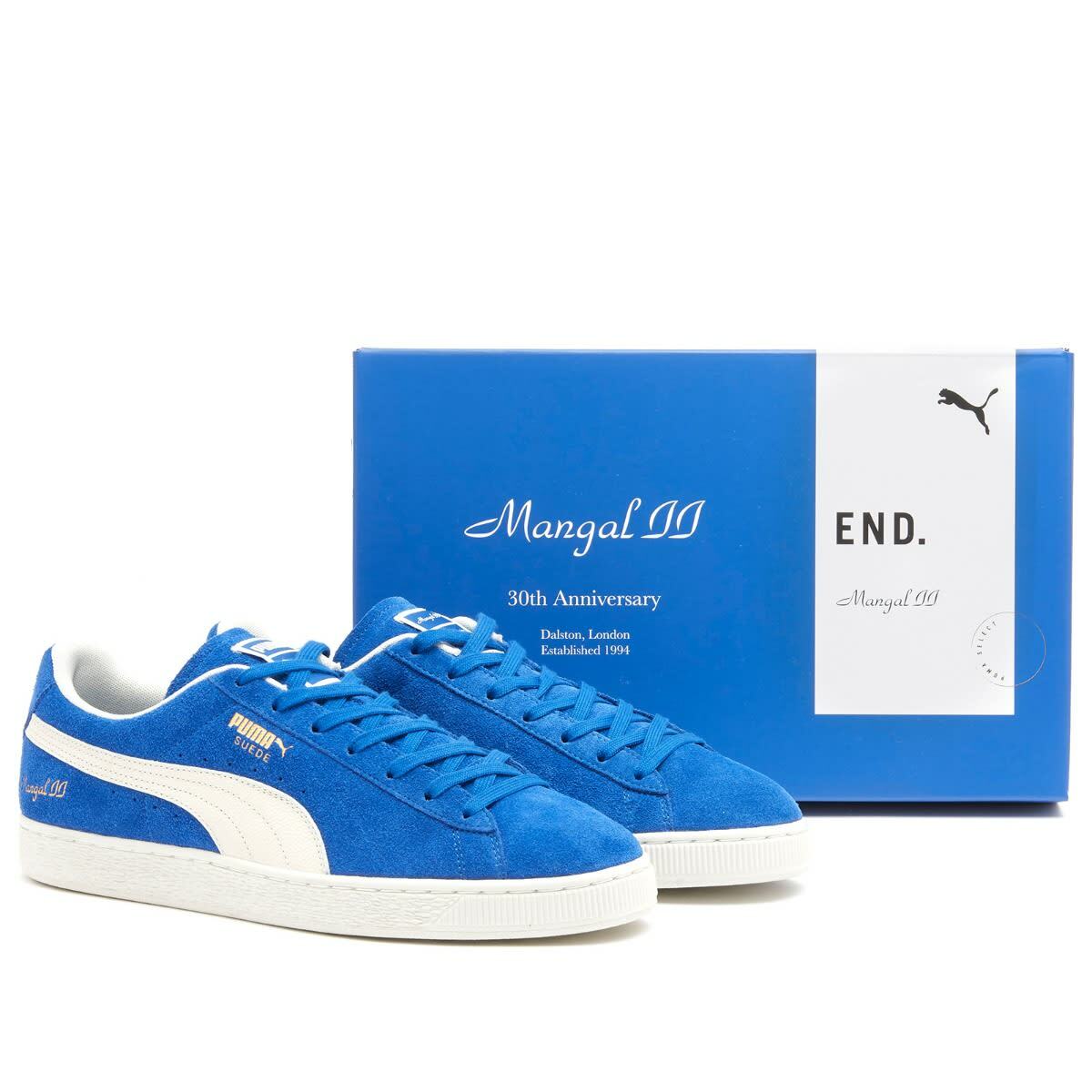 END. x Puma x Mangal II Suede Sneaker in Clyde Royal/Warm White Puma