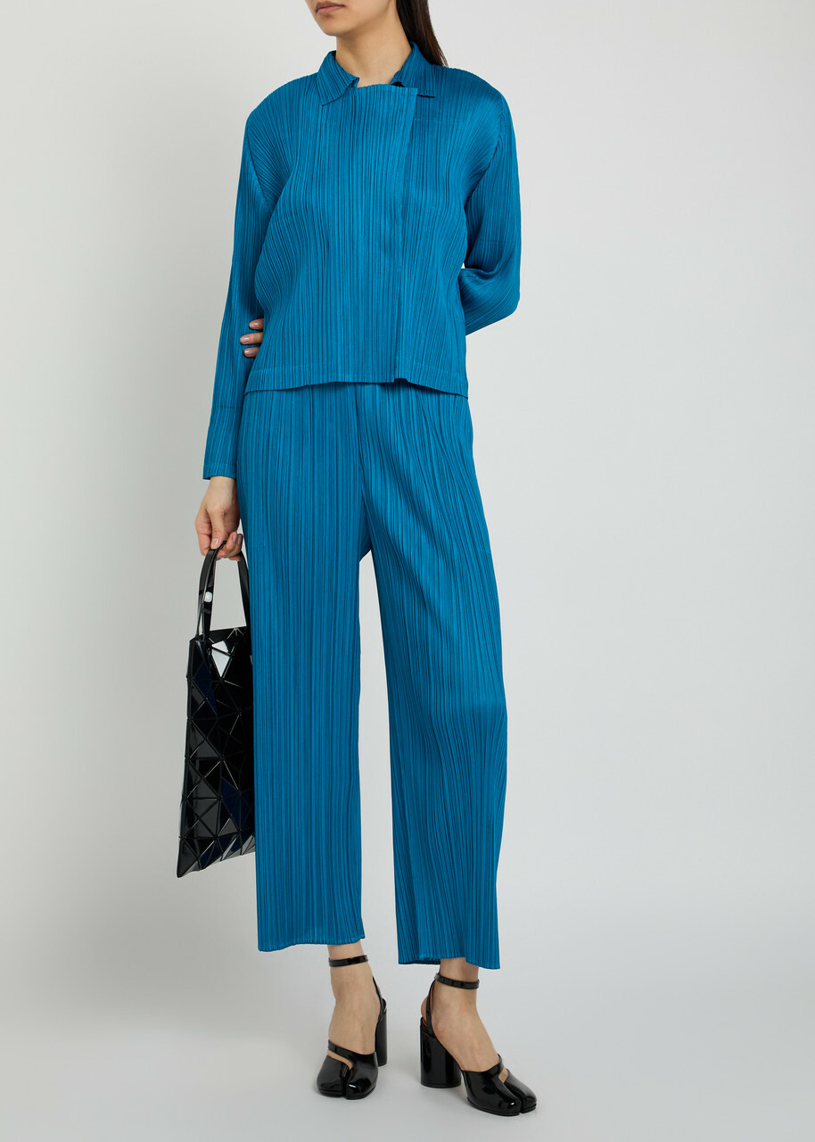 Pleats Please Issey Miyake Pleated Wide-leg Trousers Blue