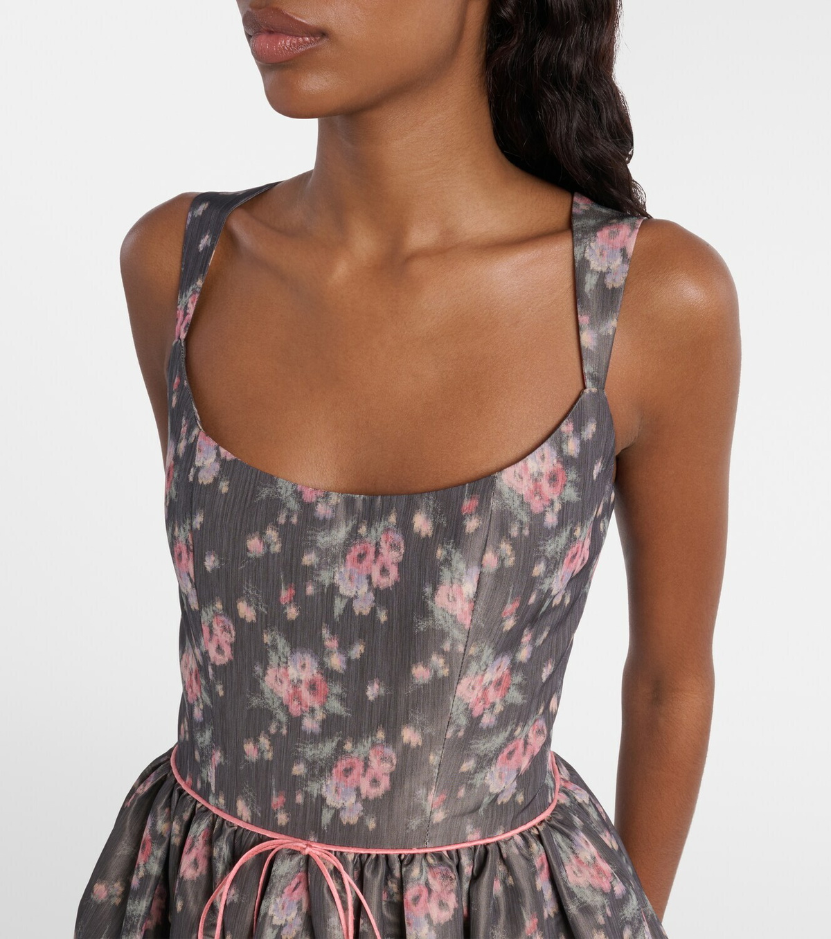 Markarian Apple floral taffeta corset midi dress