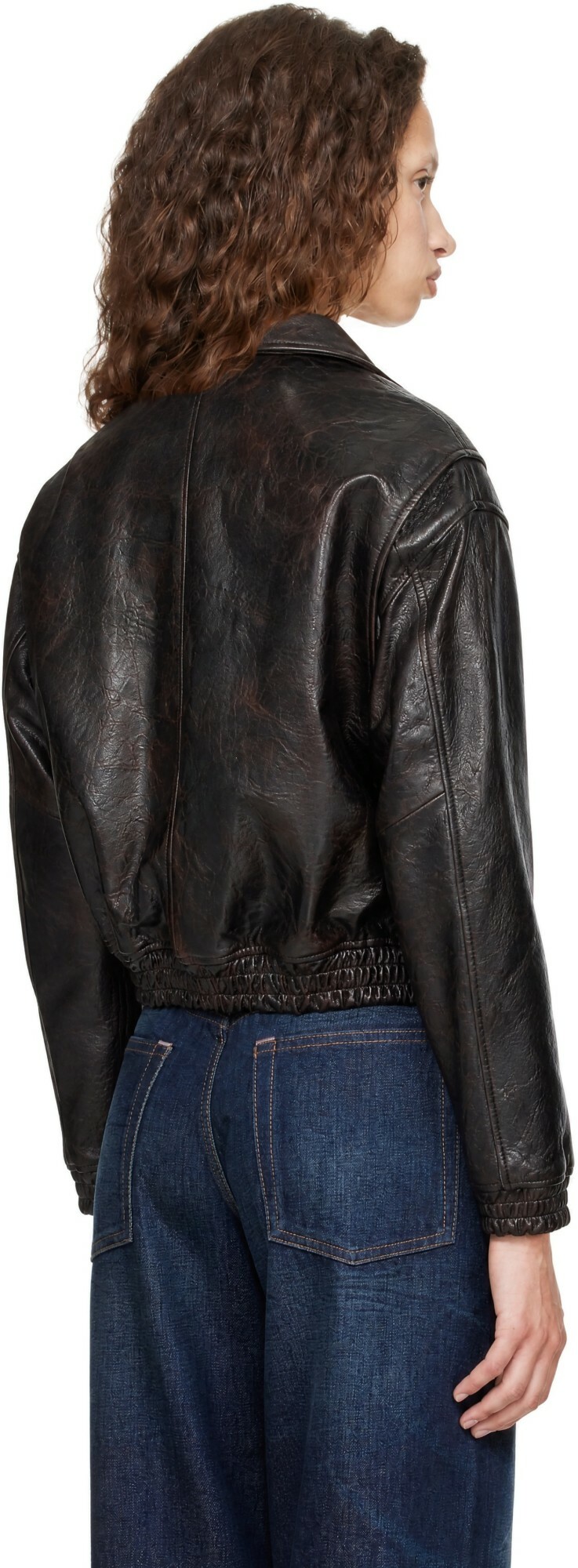COOR Brown Antique Lambskin Blouson Jacket