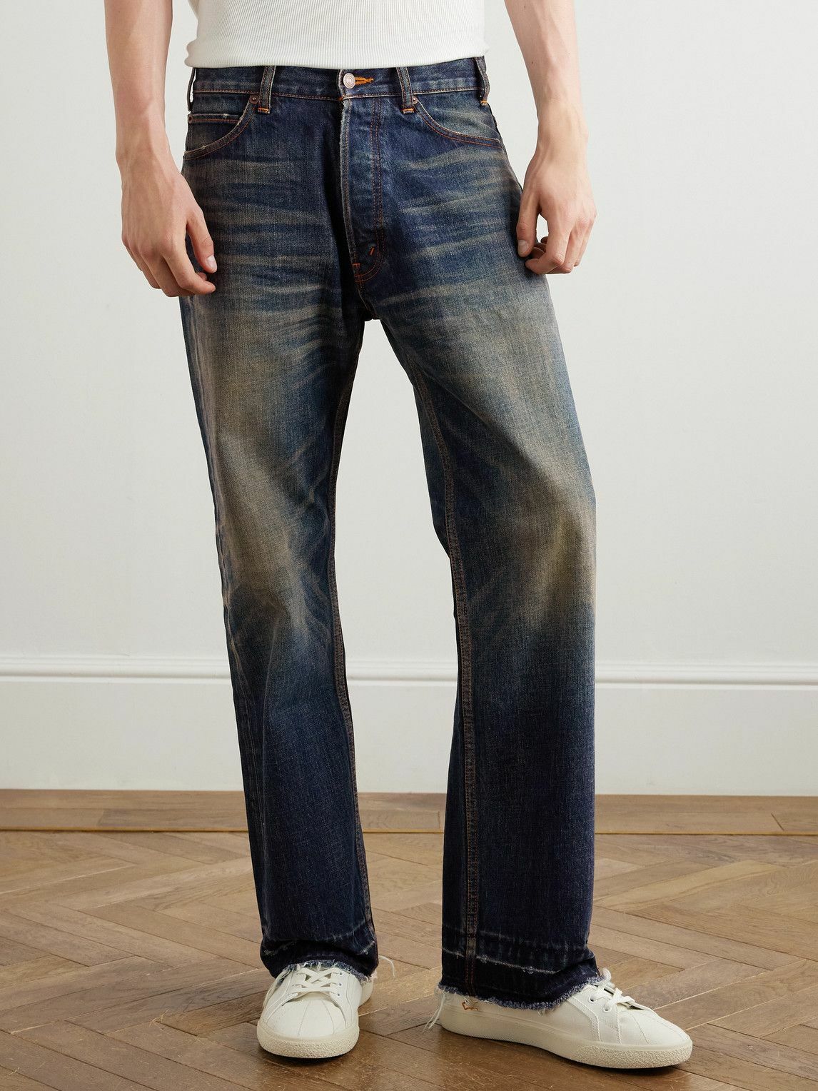 CELINE - Wesley Straight-Leg Distressed Jeans - Blue