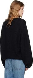 TOTEME Black Mohair Blend Rib Knit Sweater
