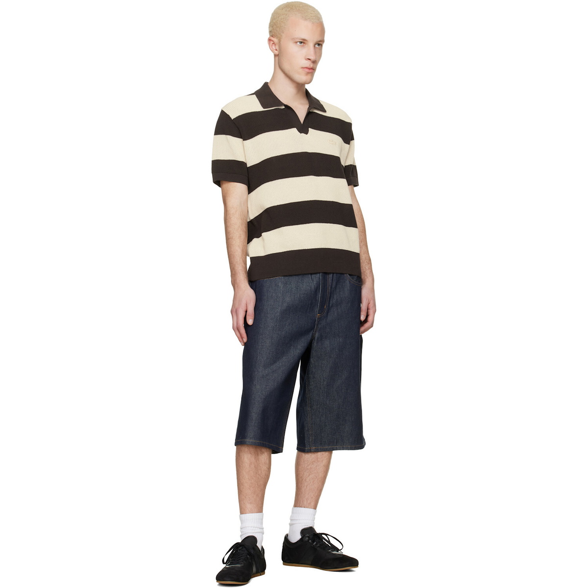 Lacoste Brown & Off-White Striped Sweater Polo