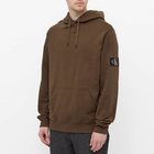 Calvin Klein Men's Monogram Sleeve Badge Hoody in Black Olive