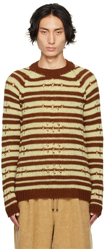 Photo: Dries Van Noten Brown & Green Striped Sweater