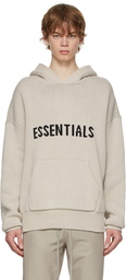 Essentials Grey Knit Logo Hoodie