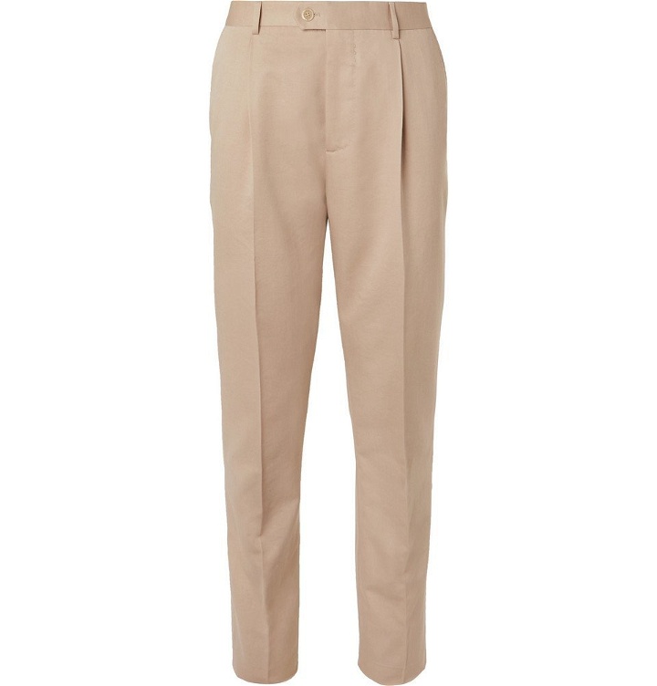 Photo: Brunello Cucinelli - Beige Slim-Fit Wool and Cotton-Blend Suit Trousers - Beige