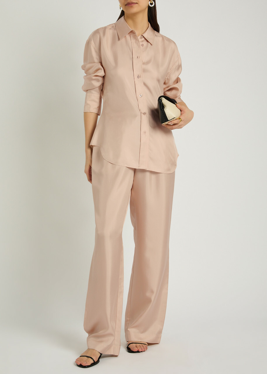 Rohe Drawstring Straight-leg Silk Trousers Rose