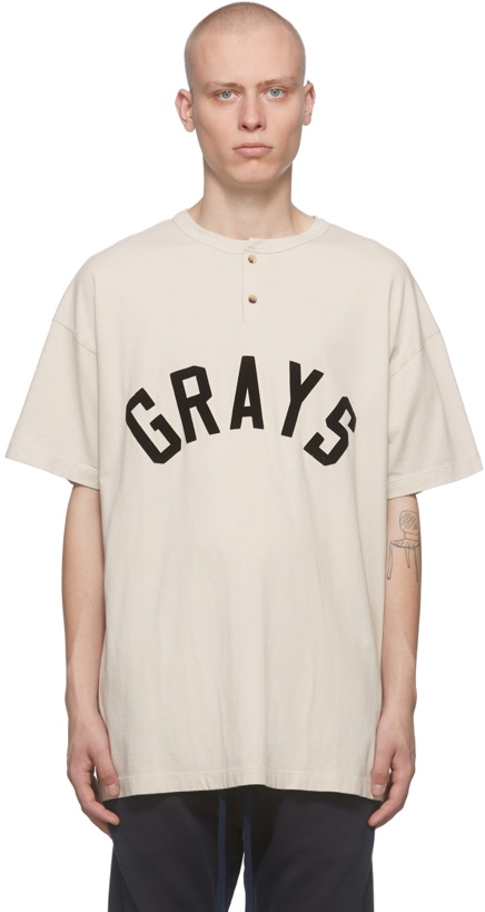 Photo: Fear of God Beige 'Grays Henley' T-Shirt