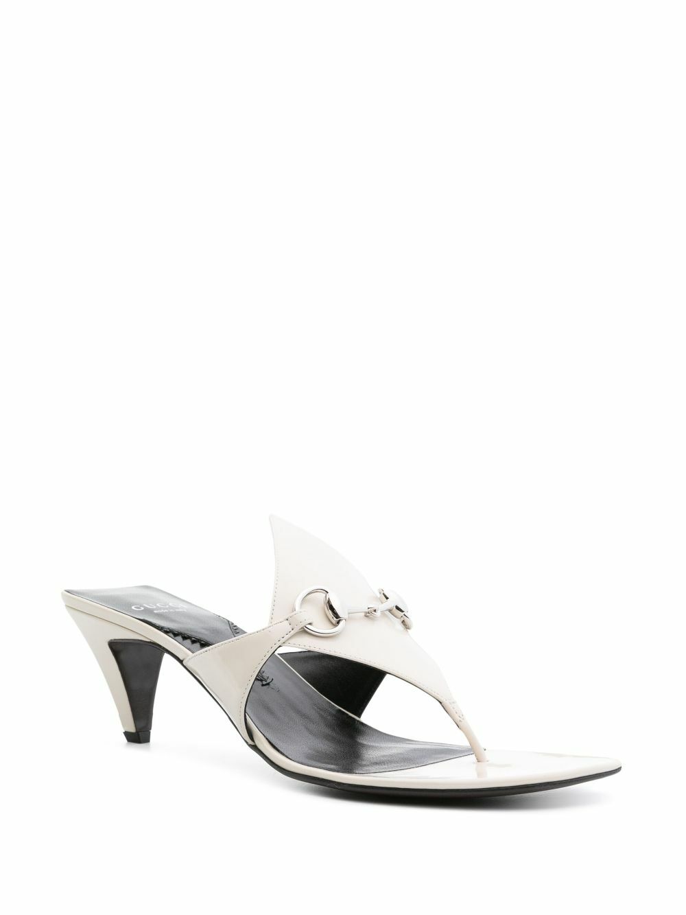 Gucci White 55 Horsebit Leather Sandals