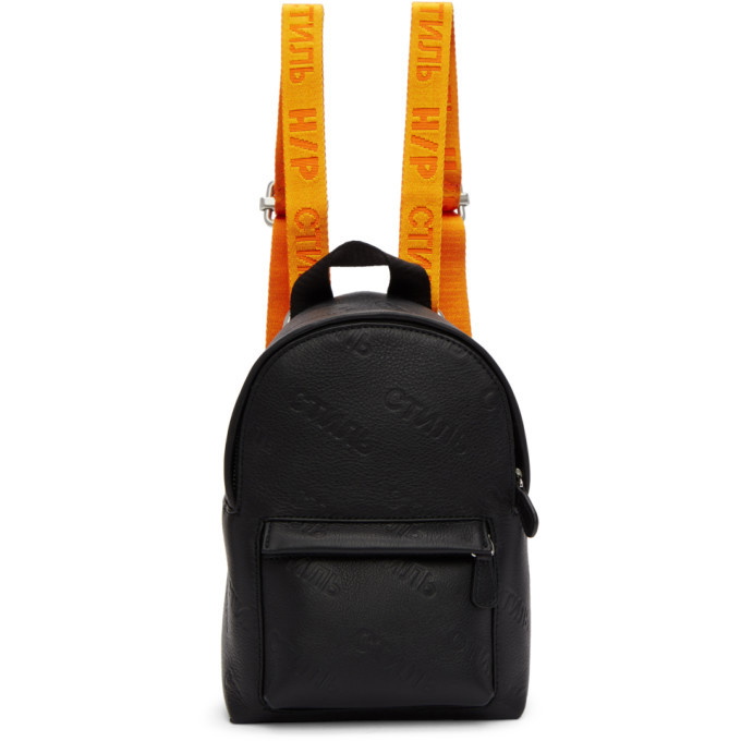 Heron Preston Black Mini Leather Backpack Heron Preston