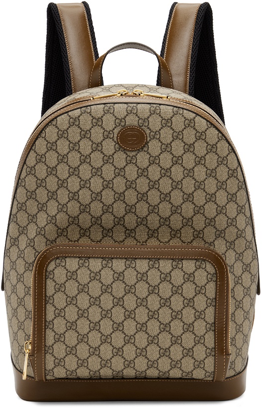 Photo: Gucci Beige & Brown GG Supreme Backpack