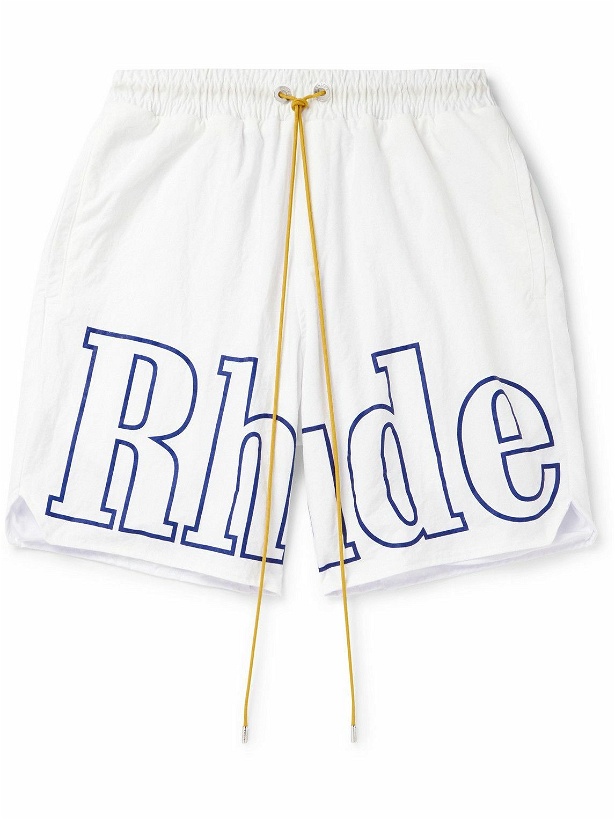 Photo: Rhude - Straight-Leg Logo-Print Nylon Drawstring Shorts - White