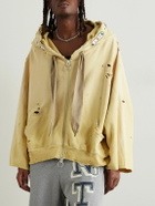 KAPITAL - Embelished Distressed Cotton-Jersey Zip-Up Hoodie
