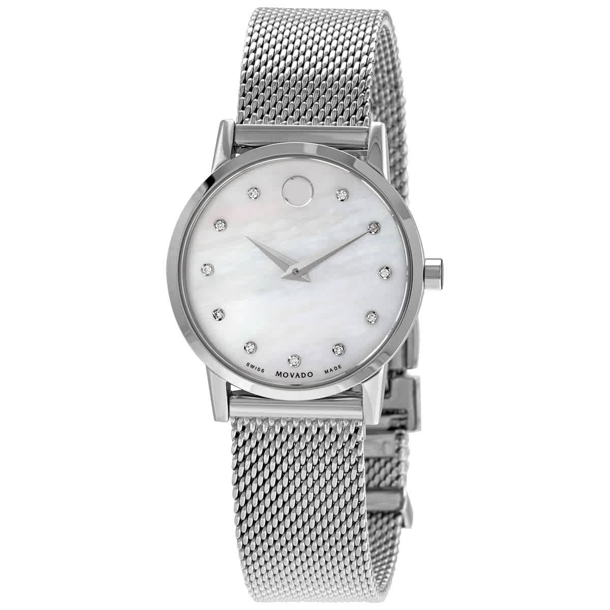 Movado Museum Classic Quartz Diamond White Mother of Pearl Dial Ladies ...
