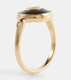 Gucci Interlocking G 18kt gold ring with onyx and white diamonds