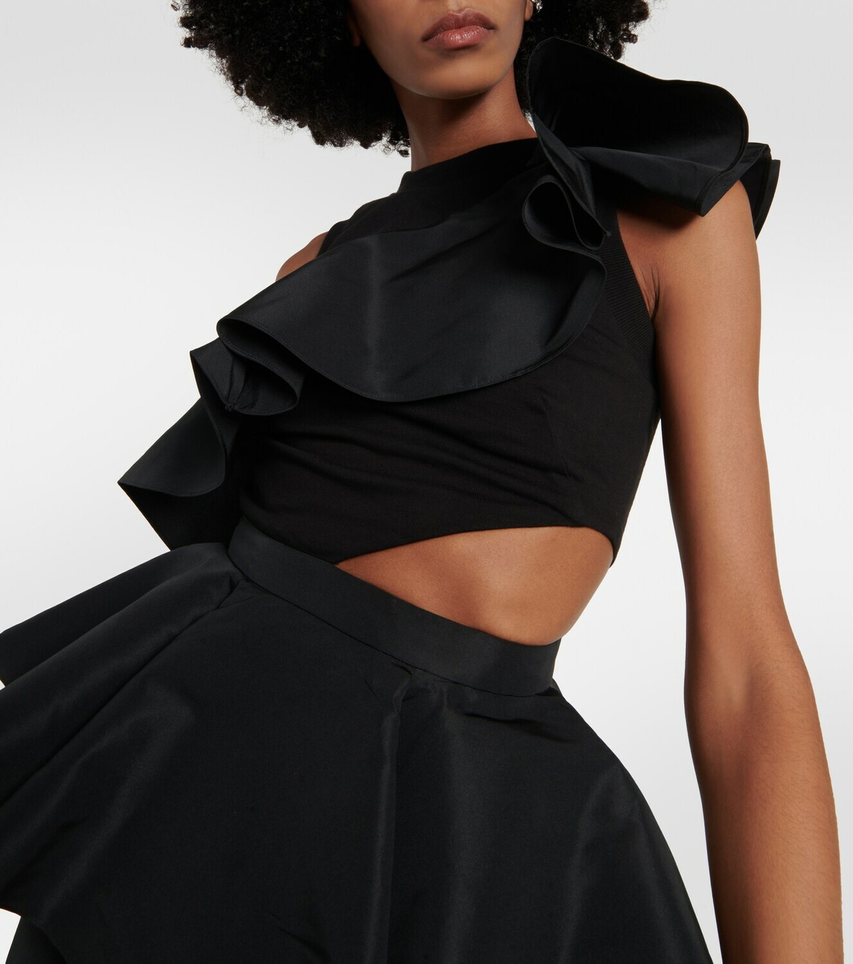 Alexander McQueen Asymmetrical cutout cotton top