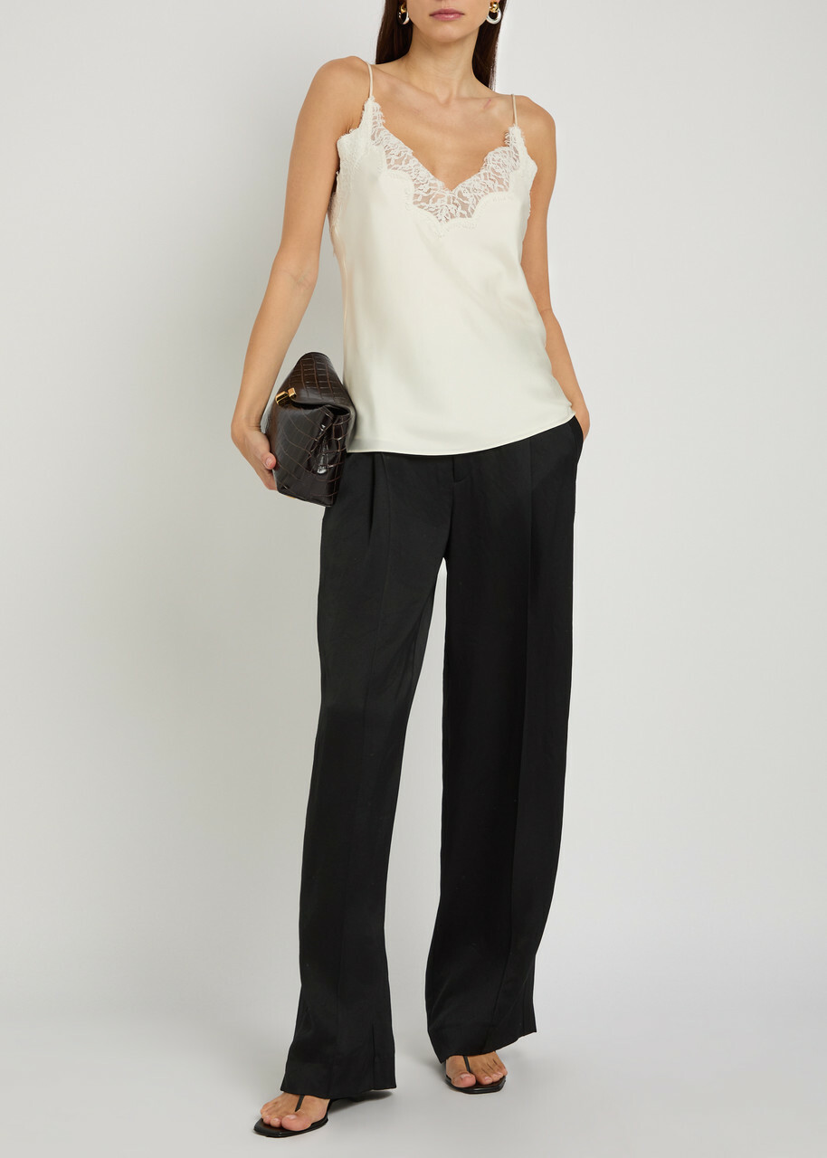 Vince Panelled Straight-leg Satin Trousers Black