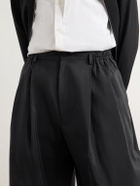 ssstein - Easy Wide-Leg Silk-Blend Shorts - Black