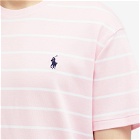 Polo Ralph Lauren Men's Stripe T-Shirt in Carmel Pink/White