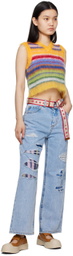 Marni Beige & Red Logo Belt