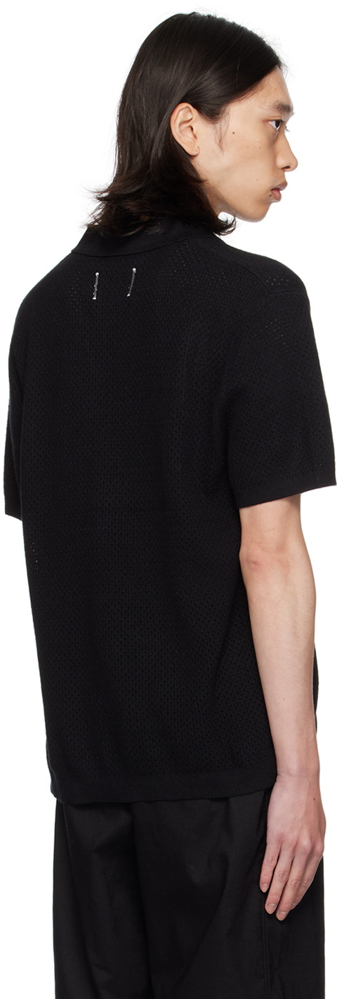Reigning Champ Black Cotton Linen Victor Polo