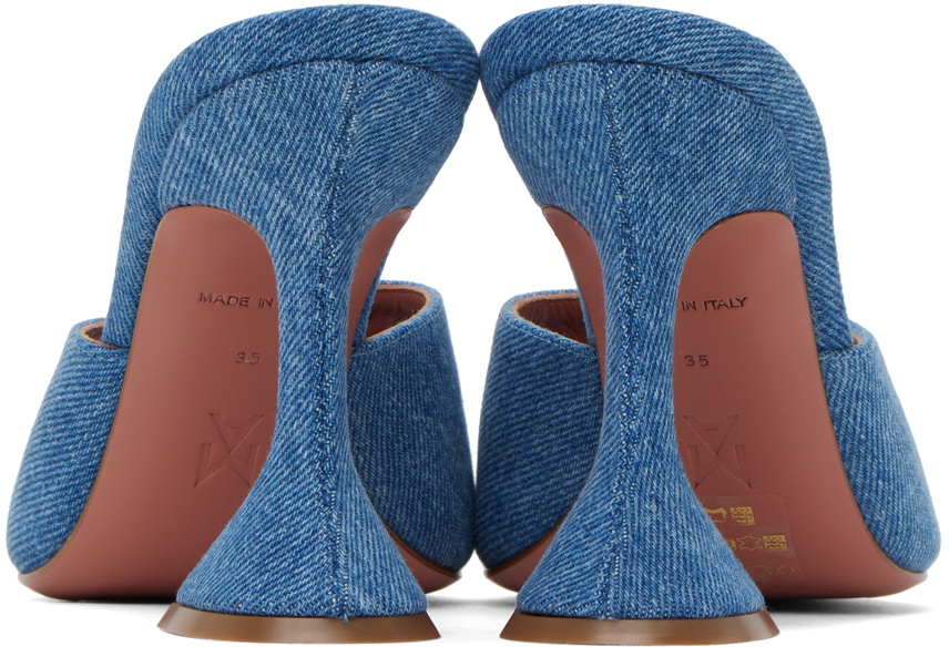 Amina Muaddi Blue Lupita Denim Heeled Sandals Amina Muaddi
