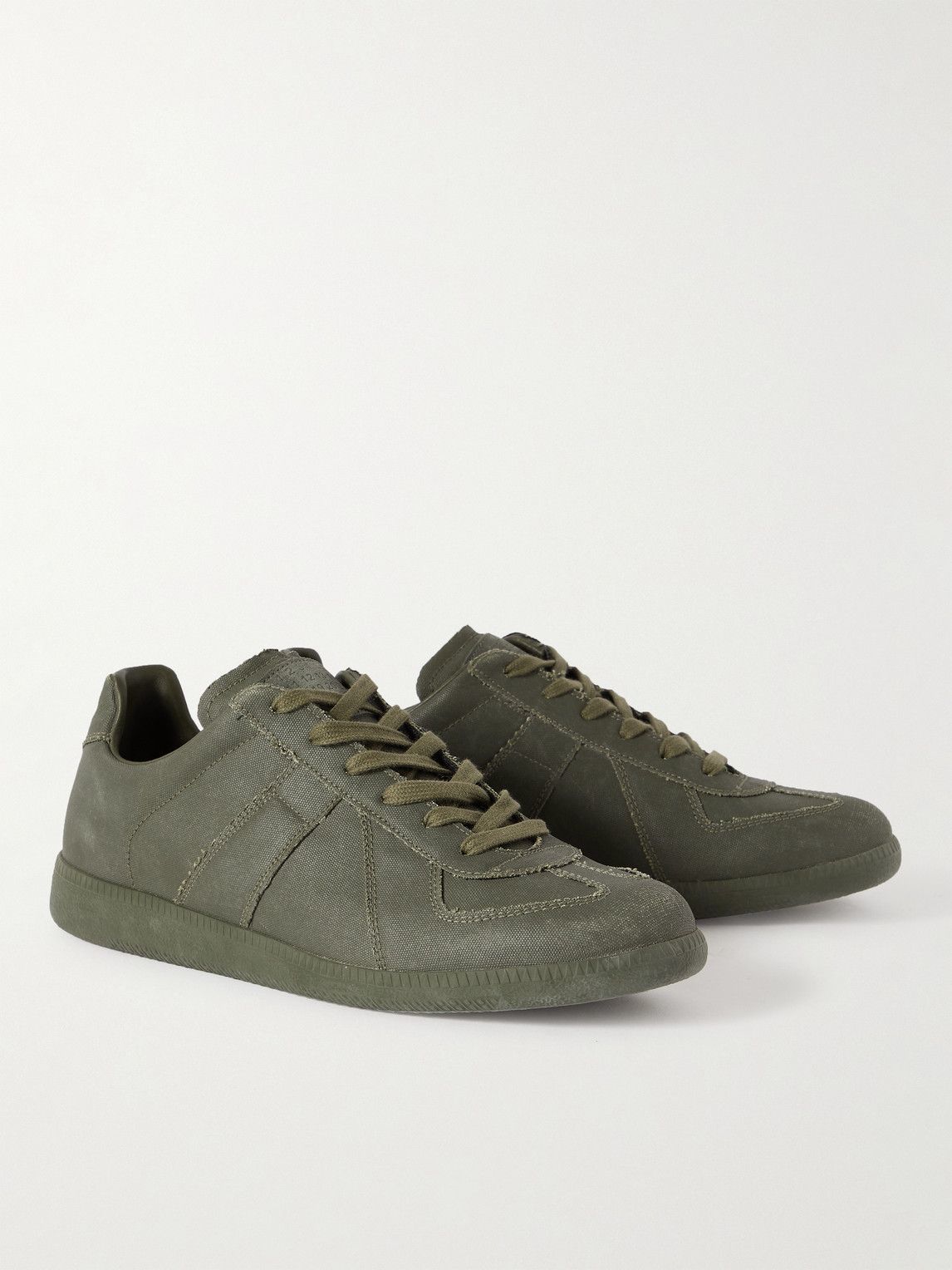 Maison Margiela - Replica Distressed Coated-Canvas Sneakers