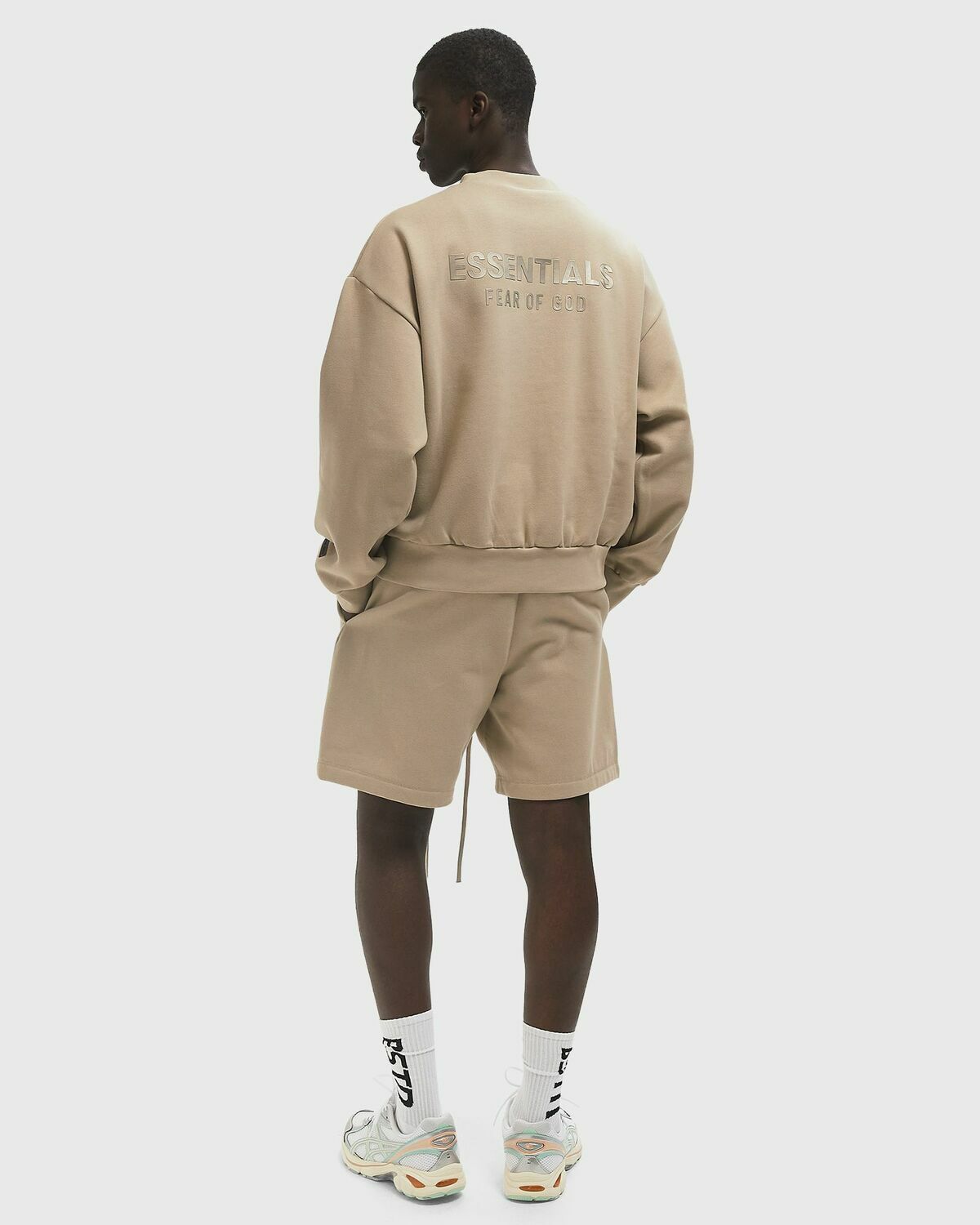 Fear of God Essentials CLASSSIC FIT FLEECE CREWNECK Beige Mens ...