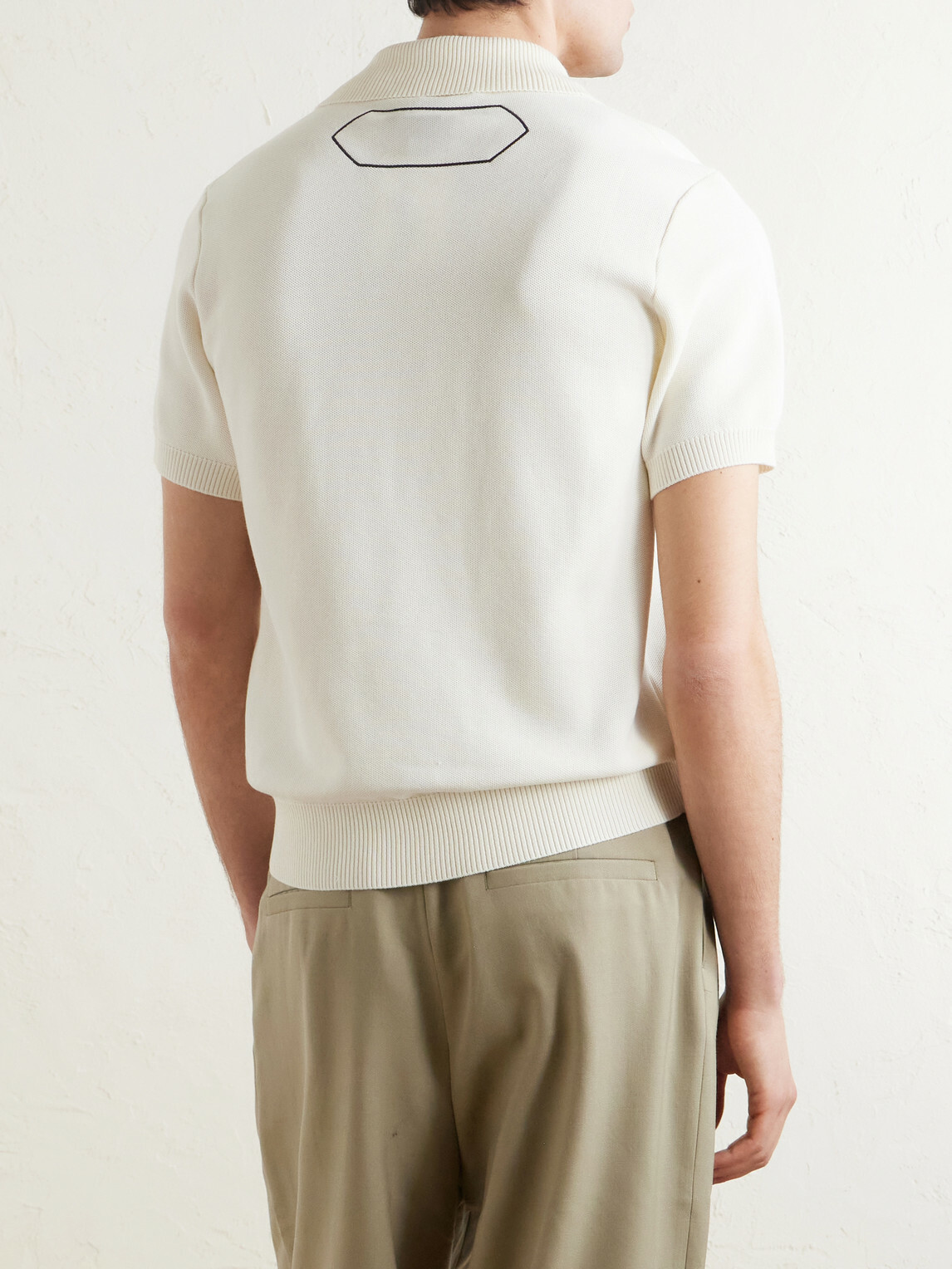 Jacquemus - Logo-Embroidered Knitted Cotton and Silk-Blend Polo Shirt - Neutrals