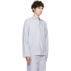 Tekla White & Blue Poplin Long-Sleeved Pyjama Shirt