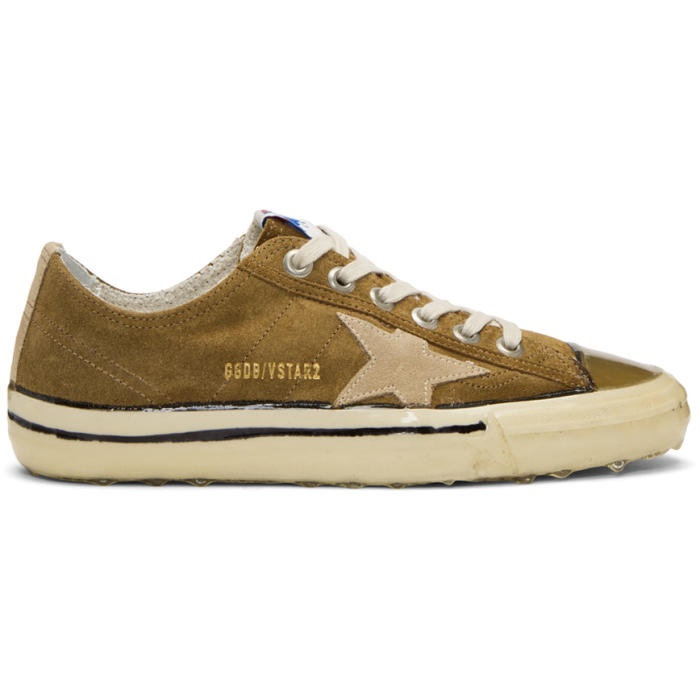 Photo: Golden Goose Green Suede V-Star 2 Sneakers 