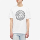 Versace Men's Embroidered Medusa T-Shirt in Optical White