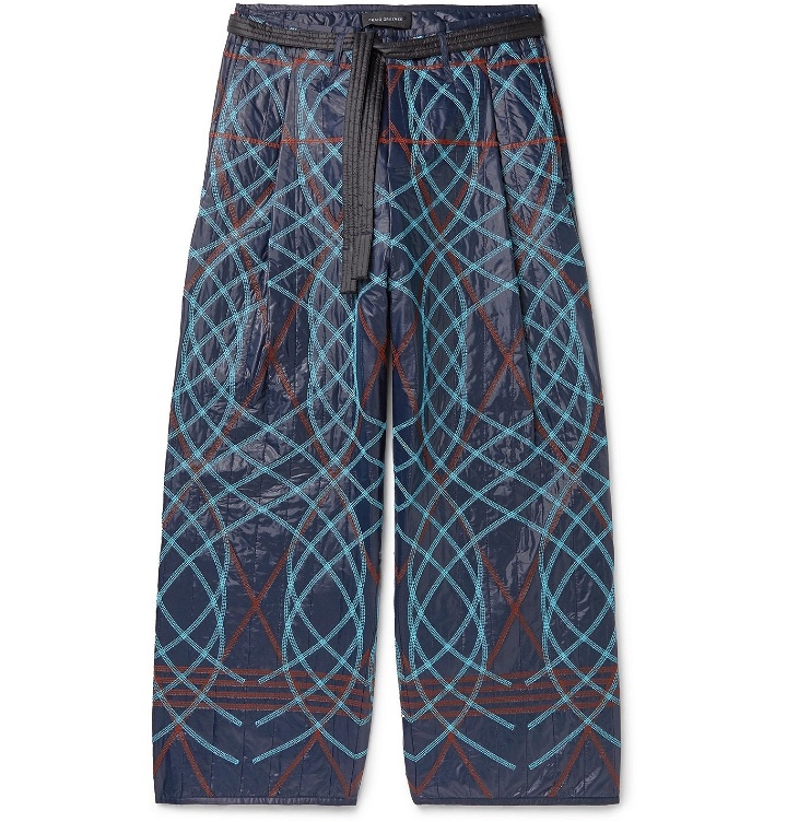 Photo: Craig Green - Wide-Leg Belted Embroidered Shell Trousers - Blue