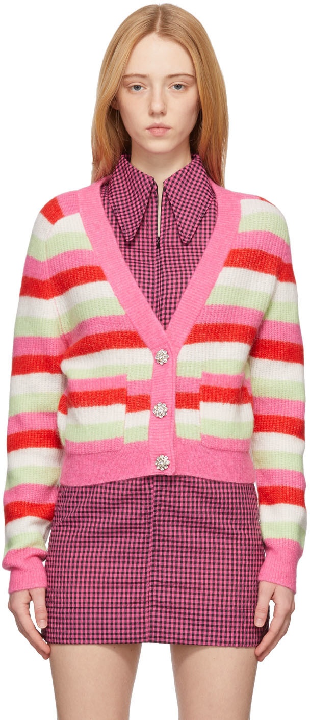 GANNI Multicolor Alpaca & Wool Stripe Soft Cardigan GANNI